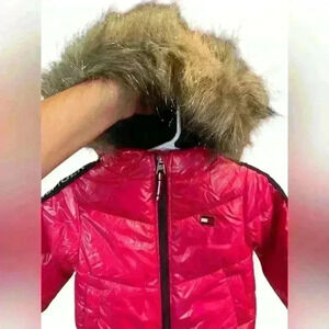 Tommy Hilfiger Fleece Lined Pink Hooded Winter Coat 12 Months Girls